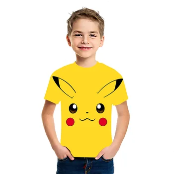 Pikachu Anime T-Shirt Berniukų Ir Mergaičių 2021 M. Vasarą 3D Spausdinimo Nauja Vaikų trumpomis Rankovėmis Medvilnės Madinga Japonijos Viršų
