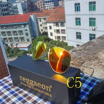 Reggaeon stiklo objektyvas prabangos prekės stiklo lęšio akiniai nuo saulės ponios vyrų anti-glare vairavimo akiniai nuo saulės mėlynos spalvos uv400