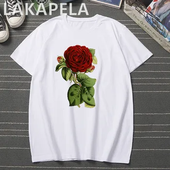 Rožių Žiedų Gėlių Marškinėliai Mados Atsitiktinis Mielas Stilius 