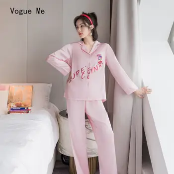 Rudenį Naujų Moterų Pižama ilgomis Rankovėmis Ilgas Kelnes Nustatyti Laisvalaikio Viršūnes Pižama Sleepwear Homeware