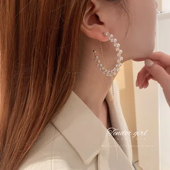 Sidabrinė adata mados paprasta asmenybė auskarai perlo auskaru temperamentas dizaino prasme moteriški auskarai