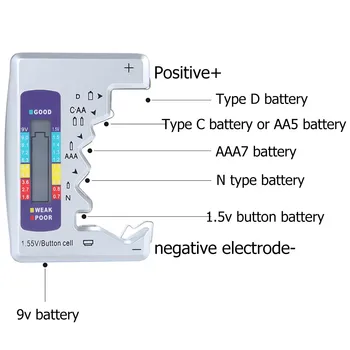 Skaitmeninis Akumuliatoriaus Testeris-LCD Ekranas C D N AA AAA 9V 1,5 V Mygtuką Cell Baterijos Talpa Patikrinti Detektorius Talpa Diagnostikos Įrankis