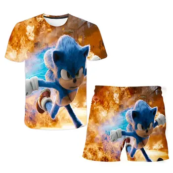 Sonic Marškinėliai ir Šortai Tinka Vaikams Mergaitėms Viršūnes Tees Vaikų Drabužių Rinkiniai Berniukai Tshirts Berniukų Kelnės Kūdikių Drabužiai Mergaičių Marškiniai