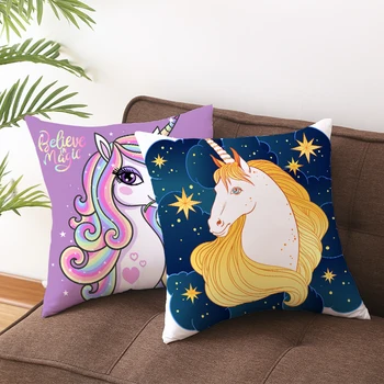 Sprogimo namų apyvokos daiktus, violetinė vienaragis užvalkalas animacinių filmų persiko odos sofos pagalvėlė padengti gali būti pritaikyti