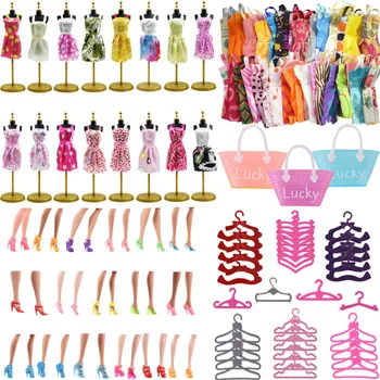 Suknelė Dešimt Aukšti Kulniukai 20 Porų Pakaba Rankinukas Barbies Lėlės Priedai Mergaičių Žaislas Princesė Miegamojo Baldai