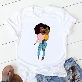 Super Mama Spausdinti Marškinėlius Moterims Drabužių 2021 Vogue Melanino Poppin Marškinėliai Femme Motinos Diena Dovana T-Shirt Moterų Būgniniai Viršūnes Tee