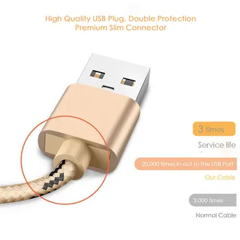 SUPTEC Micro USB Kabelis, Nailono Tinklelio Greito Įkrovimo Duomenis Sinchronizuoti Mobiliojo Telefono Įkroviklio Laidas 