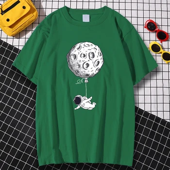 Tee Marškinėliai Plaukioja Astronautas Asmenybės Spaudinių Juokinga Drabužių Mens Animacinių filmų Atsitiktinis Streetwear Mados Kvėpuojantis Homme T-shirts