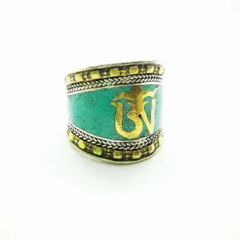 Tibeto OM Amuletas Žiedus Žmogus, Nepalas Derliaus Atidaryti Žiedas R054
