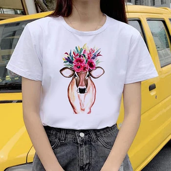 Trumpas rankovės Vasaros marškinėliai, Lengva Atitikimo Apvalios Kaklo naujas vasaros marškinėliai moteriška Nauja, T-shirt Moterų Gėlės drugelis Marškinėlius