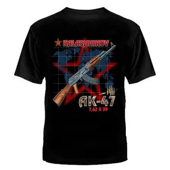 Unikalus rusijos Karinės Kalašnikovas AK-47 Šautuvas T-Shirt. Vasaros Medvilnės O-Kaklo trumpomis Rankovėmis T Shirt Mens Naujas S-3XL