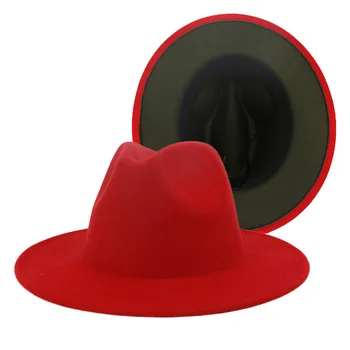 Urmu kaina Fedora skrybėlę maišyti spalvas Džiazo skrybėlės kaubojaus skrybėlę moterų žiemos vyrų bžūp raudona su juodos vilnos melonik skrybėlę didmeninės
