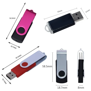 USB Flash Drive 4GB 64GB 16GB 32GB USB 2.0 Stick Pendrive Swivel Pen Ratai U Disko Memoria Usb Usb Stick Individualų Logotipas Dovana