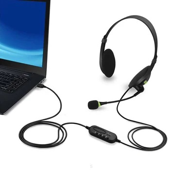USB Rankų įrangą Ant Ausies PC Kompiuterio, Ausinės, Biuro Skambučių Centro Ausines su Mic Lengvai Balansinė Lengvas Ausinių Dalis