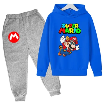Vaikai Mario Bros Hoodie Kelnės Mados Atsitiktinis Super Berniukai Mergaitės Karikatūros, Palaidinės Kostiumo Vaikui Megztinis Sportinę Dovana Vaikui