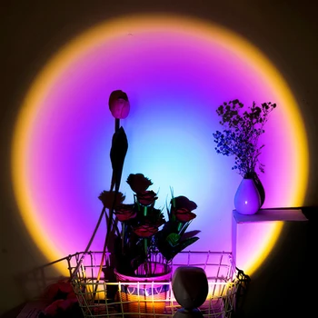 Vaivorykštė Saulėlydžio Projektorius Atmosfera Led Nakties Šviesos Namuose Coffe Shop Fone Sienų Apdailai Spalvinga Lempa JAV, EU plug