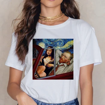 Van Gogh marškinėliai viršuje tees moterų pora kawaii grafinis tees moterų streetwear drabužius harajuku kawaii harajuku