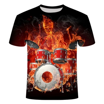 Vasarą Karšta, Pardavimas vyriški 3D Spausdinimo Amerikos Orkestras, Grupė T-shirt Tendencija Didelis Tshirts Muzikos Gitara Ruožas Kvėpuojantis T-shirts