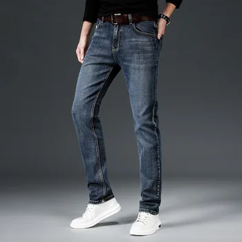 Vyrai, Verslo, Mados Džinsinio Audinio Kelnės Laisvalaikio Kelnės Classic Slim Jean Straight Fit Džinsai Verslo Klasikinis Džinsinio Audinio Kelnės 2038