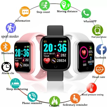 Y68 D20 smartwatch vyrų ir moterų,širdies ritmo monitorius,fizinio aktyvumo ekranas,bluetooth,miego stebėti,skirtą 