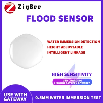 ZigBee TUYA Smart Vandens Smart Gyvenimo Jutiklis Nuotolinis Signalizacijos Saugumo Mirkymas Jutiklis Nuotėkio Detektorius Vandens Bakas Pilnas Vandens Signalo Jungtis