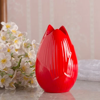 Šiuolaikinės Keramikos Vaza, Raudona Lotus Flower Pot Porceliano Decorativos Stalas Estetinį Kambario Minimalistinis Namų Dekoro Priedai