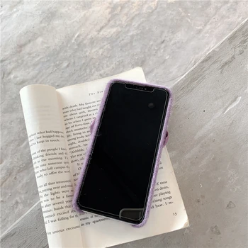 Žiemos Violetinė Kailio Pliušinis Bowknot Telefono dėklas Skirtas iPhone 12 11 Pro Max X XR XS 7 8 Plus SE 2020 m. 12 Mini Atveju Minkšta Šluoste Galinį Dangtelį