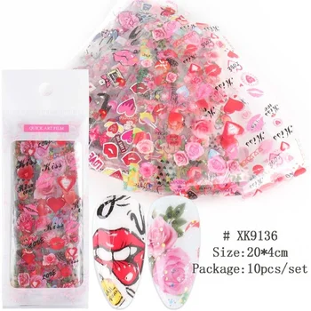 10sheets/maišelį Nagų Lipdukai Rose Flower 