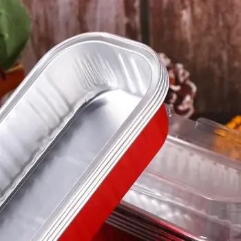 10vnt 200ml Stačiakampio formos Aliuminio Folija, Kepimo Dėžutės, Vienkartiniai Desertas Pelėsių Kepimo Keptuvės Bakeware (Raudona)