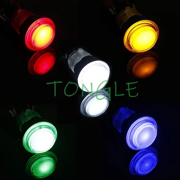 10vnt skaidrus 32mm LED Apvalus Mygtukas su 12V led šviesos Arcade Mašina-Žaidimas Mašina Aksesuaras-Žaidimas, Mašinų Dalys