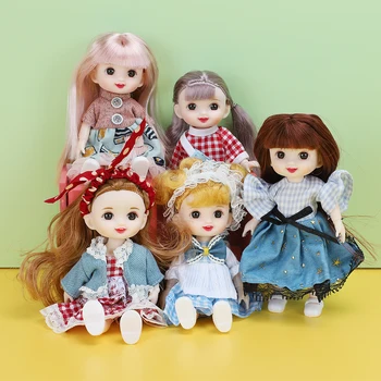16cm BJD Doll 13 Kilnojamojo Sujungta Staigmena Lėlės, Žaislai Su Šypsena Veide Nuogas Nuogas Moterų Kūno Lėlės Karšto Žaislų Mergaitėms Dovanų