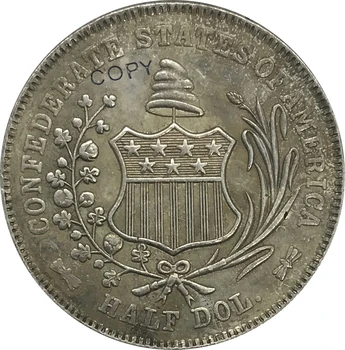 1861 M. Jav Pusė Dolerio Cupronickel Padengti Sidabro Monetos Kopija