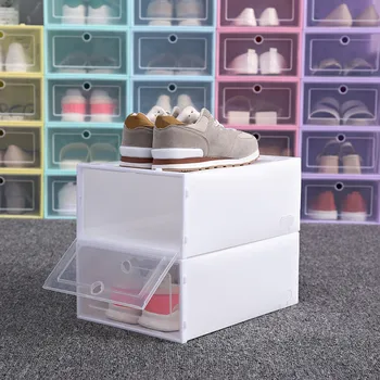 1PCFoldable Aišku, Batų Saugojimo Dėžutė Plastiko ant kitos Batų Organizatorius Skaidrus saugojimo batų dėžės dulkių padengti plastiko batų dėžę&F3