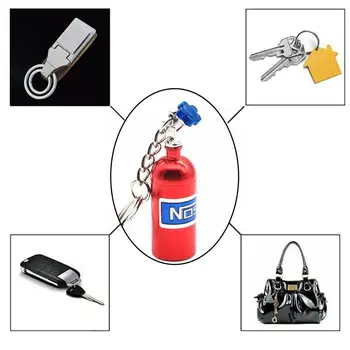 1pcs Automobilio Raktų Žiedas Nr. Azoto Oksidas Butelis Stiliaus Keychain paketų prižiūrėtojų raktinę Aliuminio Automobilių Klavišą Lydinio Apdailos Priedai Chai W2G5