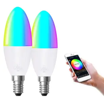 1pcs WiFi Smart LED Lemputė 6W RGB E14/E26/E27/B22 Spalva Keičiasi Lemputės Balso Remote App Kontroliuoti Darbą Su Alexa 