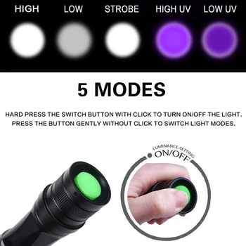 20000lums 2 in 1 UV Žibintuvėlis LED Žibintuvėlis UV 395nm Ultravioletinių Šlapimo Detektorius, skirtas kempingas Kilimų Augintinio Šlapimo Sugauti 