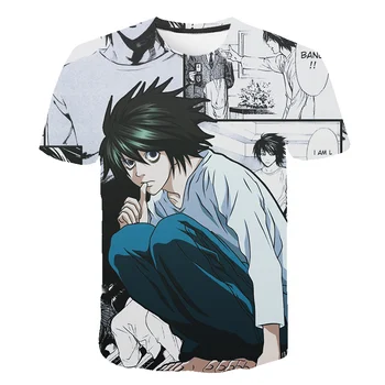 2021 Karšto Pardavimui, Anime Death Note, 3D Spausdinti marškinėliai Vyrams/moterims Naujos Mados Cool Atsitiktinis Stiliaus Marškinėlius Streetwear Vyrų apranga Topai