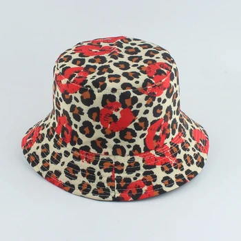 2021 Mados Leopard Kibirą, Skrybėlės Moterims Grįžtamasis Panama Nuo Saulės Skrybėlę Vasarą Ponios Kiss Spausdinti Žvejys Skrybėlę Hip-Hop Gorras
