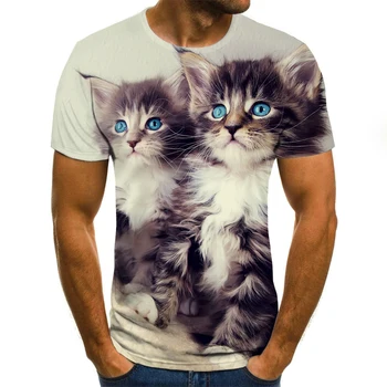 2021 Naujas Mados Suaugusiųjų Marškinėlius 3D Atspausdintas Animaciją Kačių T-shirt Gyvūnų Modelio Negabaritinių Vasaros Trumpas rankovės O-kaklo Atsitiktinis Viršūnės