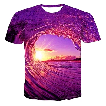 2021 vasaros naują 3D skaitmeninio T-shirt banga grafikos spausdinimo, T-marškinėliai, unisex juokinga hip-hop apvalios kaklo jaunimo trumparankoviai marškinėliai