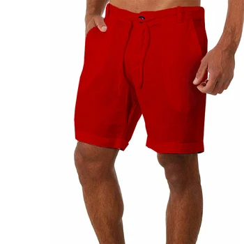 2021new vyriški medvilniniai skalbiniai šortai vientisos spalvos jungiamąją Kelio Ilgis atsitiktinis lino šortai vyrų vasaros sporto Paplūdimio Šortai vyrams