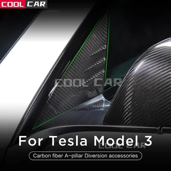 2vnt Šildomi Modifikacija Tesla Model 3 Nekilnojamojo Anglies Pluošto Ramstis Langas Trikampis Dekoratyvinis Pleistras Automobilių Reikmenys