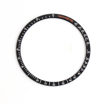 38.4 mm, sidabro, juodo aliuminio bezel įterpti tinka Omega speed master 41mm žiūrėti įdiegti priedą tachymetre chronograph
