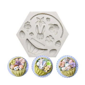 3d Gėlių Krepšelis Silikono Formų Minkštas Pyragas Apdaila Easter Bunny Kiaušinių Pelėsių Šokolado Pelėsių Kepimo Įrankiai