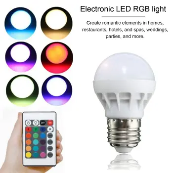 3W RGB LED Lemputės Spalvinga E27 Spalvotų Blankesnė, Lemputės, Lempos, Patalpų Belaidžio Nuotolinio Valdymo Kalėdų Šalis Vestuvių