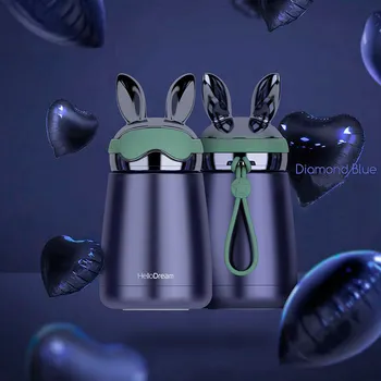 4 spalvų Mielas Triušis Formos PortableThermos Nerūdijančio Plieno Izoliuotas Vandens Butelis Vakuuminės Taurės Dvigubos Sienelės Sporto Kelionės Kavos Puodelio