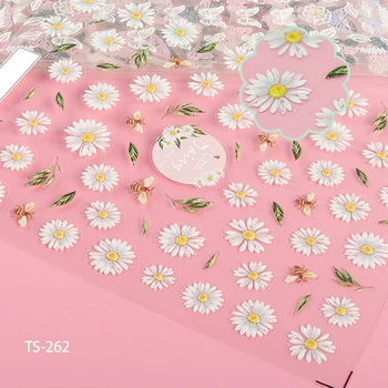 5D Įspaustu Gėlių Drugelis Nagų Dailės Lipdukai, lipnios Mažų Daisy Kontūro Vasarą lenkijos Manikiūro Lipdukai Nagams Aksesuarai