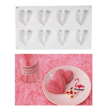 8 Deimantų Širdies Formos Formų Silikoninės Formos Tortas Dekoravimo Priemonės, Meilės Širdies Pyragas Pelėsių Bakeware Formos Muilo Putomis Konditerijos Įrankis