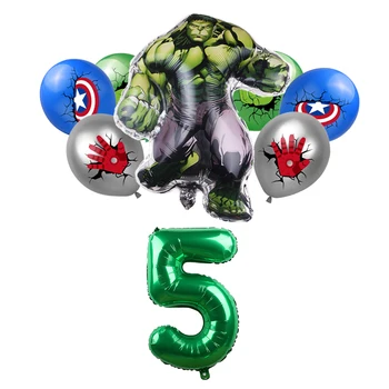 8Pcs Keršytojas Super Herojus Hulk Folija Balionai Žalia Skaičių Šalis Pripučiami Galvos Balionas Gimtadienio Dekoracija Vaikų Žaislai 