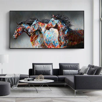Abstrakti Veikia Arkliai Drobės, Paveikslai Ant Sienų, Menas, Plakatų Ir grafikos Modernus Gyvūnų Meno Nuotraukas Kambarį Cuadros